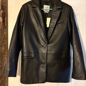 Abercrombie & Fitch Black Faux Leather Blazer